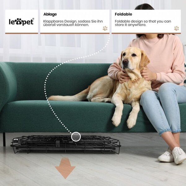 Leopet Składana klatka dla psa 91 x 57 x 63,5 cm, L, czarna