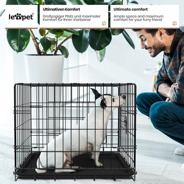 Leopet Składana klatka dla psa 91 x 57 x 63,5 cm, L, czarna