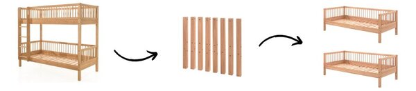Piętrowe łóżko dziecięce z litego drewna dębowego 90x200 cm Forrest – Vipack