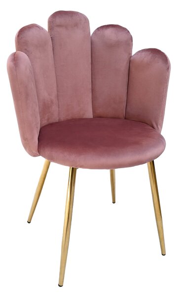 EMWOmeble Krzesło Glamour muszelka DC-1800 różowe #44, złote nogi