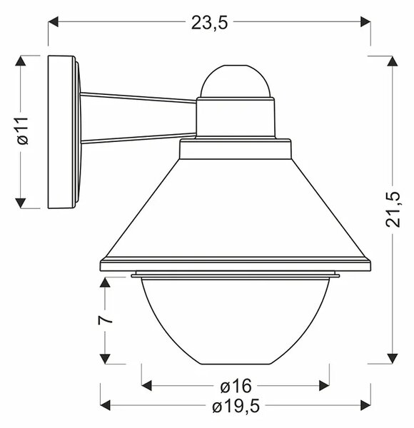 Czarna nowoczesna lampa elewacyjna - D175 P0-D36