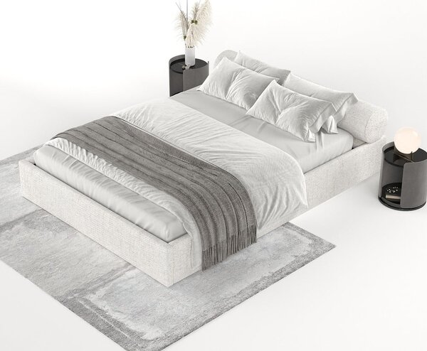 Kremowe tapicerowane łóżko dwuosobowe ze schowkiem i stelażem 140x200 cm Solvo – Maison de Rêve