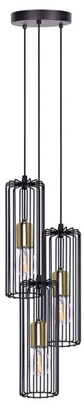 Czarno-złota industrialna lampa wisząca tuba - S776 C9-G76