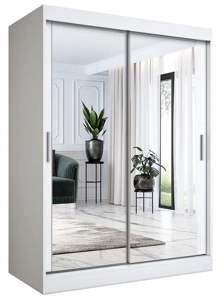 Biała szafa przesuwna z lustrem 150 cm B0-H20