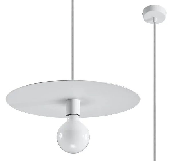 Biała industrialna lampa wisząca rondo M5-K88