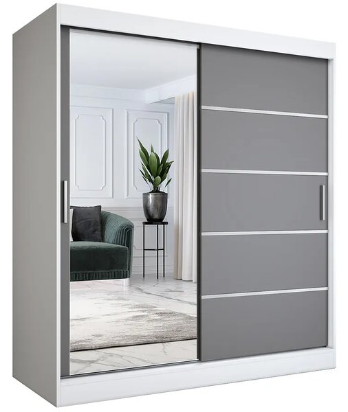 Szafa przesuwna ubraniowa 180 cm biel + antracyt G8-L27