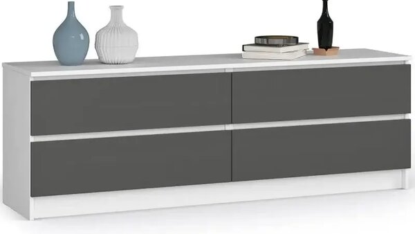 Komoda nowoczesna z gładkim biały frontem + grafit M3-R71