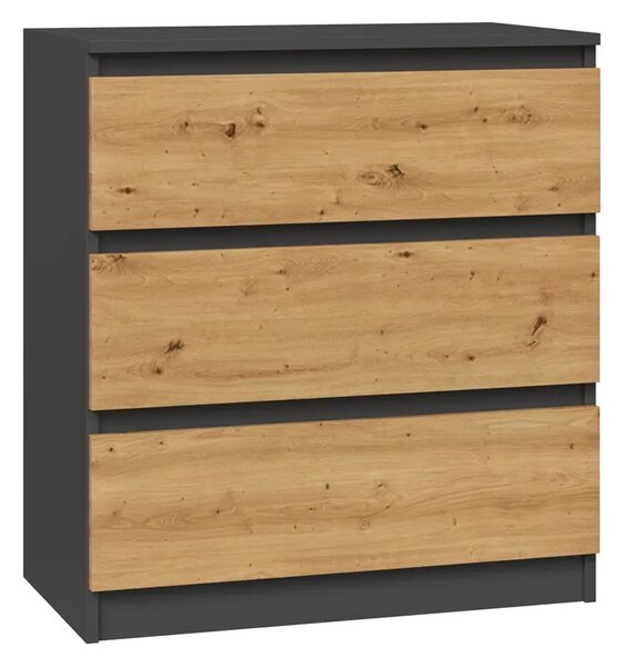 Niska Komoda Loft Z Szufladami Antracyt + Dąb Artisan G1-G65