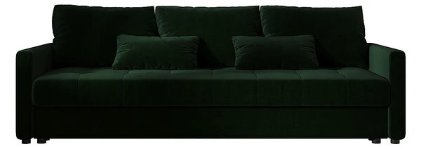 Ciemnozielona welurowa sofa rozkładana z pojemnikiem D2-L20