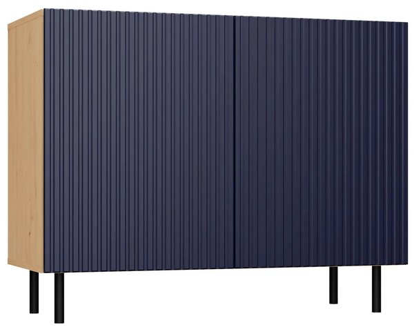 Granatowa lamelowa komoda na nóżkach K8-F82