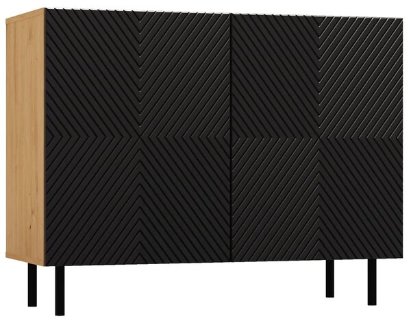 Czarna ryflowana komoda pod telewizor H1-A36