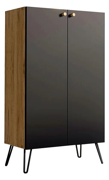 Industrialna komoda z czarnymi nogami dąb craft + czarny K2-E38