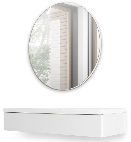 Toaletka z lustrem wisząca do sypialni Navene NV-01/NV-02 Biały Mat/Biały Połysk