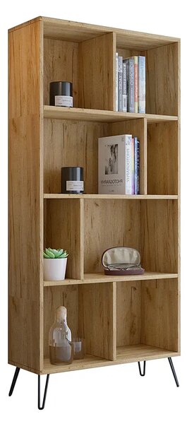 Otwarty regał na nóżkach w stylu industrialnym dąb craft D8-D60