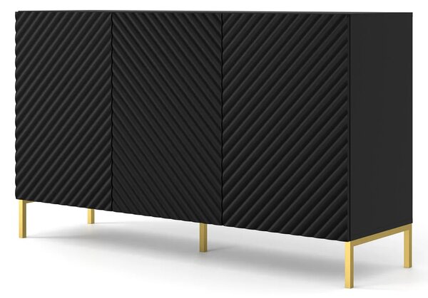 Komoda glamour 150 cm czarny mat + złote nóżki F0-A72