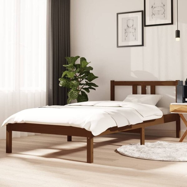 Rama łóżka, miodowy brąz, lite drewno, 90x190 cm, pojedyncza