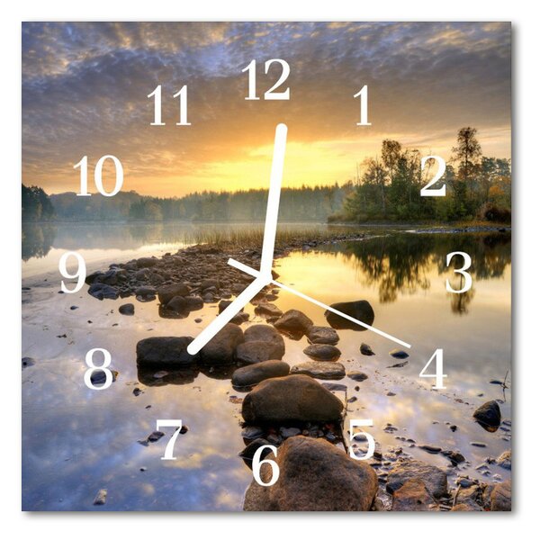 Zegar szklany kwadratowy Jezioro Natura
