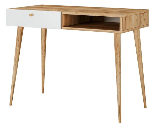 Biurko z szufladą w stylu skandynawskim dąb craft + biały H7-T41