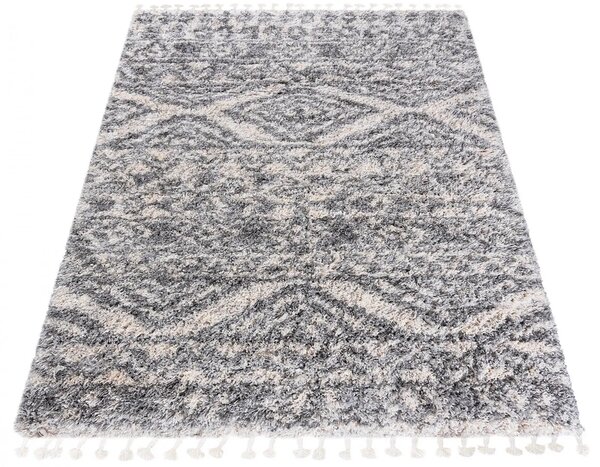 Kremowy dywan shaggy do salonu boho L3-P38