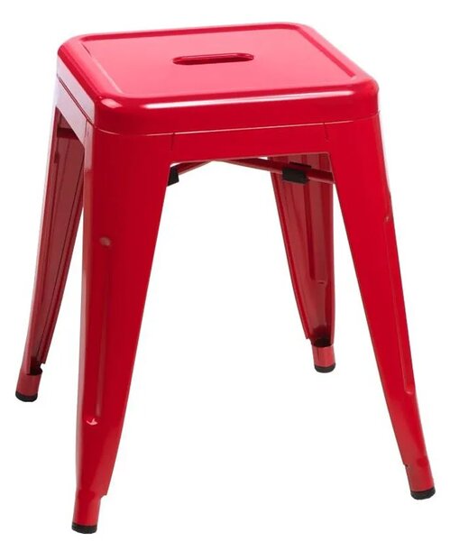 Czerwony metalowy taboret kwadratowy loft K2-L65