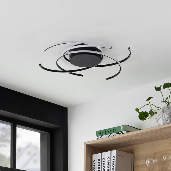 Lampa sufitowa LED Hamza Lindby, możliwość ściemniania, czarny, salon / jadalnia, metal, nowoczesny
