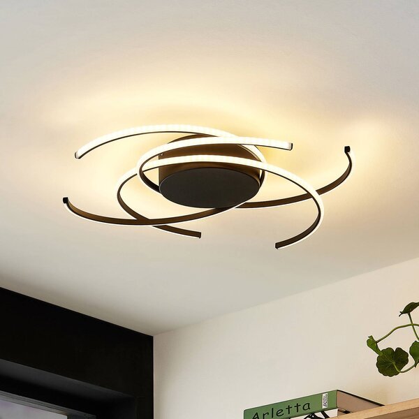 Lampa sufitowa LED Hamza Lindby, możliwość ściemniania, czarny, salon / jadalnia, metal, nowoczesny