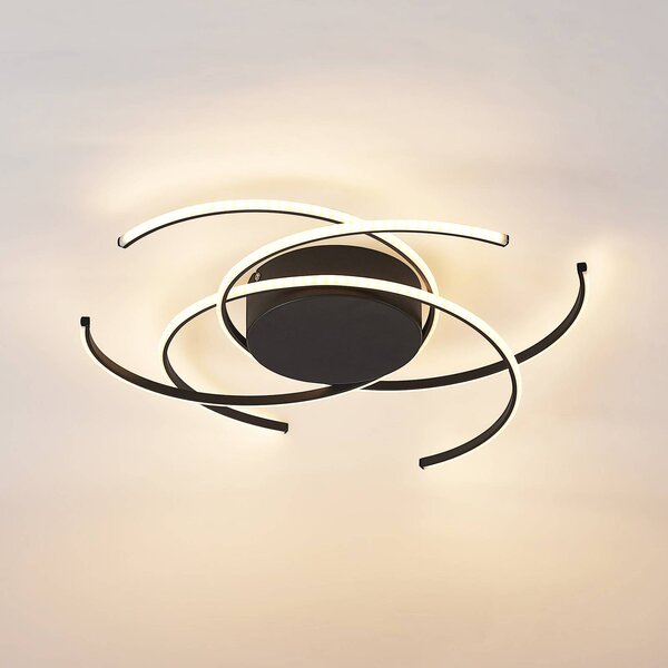 Lampa sufitowa LED Hamza Lindby, możliwość ściemniania, czarny, salon / jadalnia, metal, nowoczesny