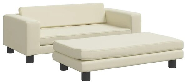 Kremowa sofa dla dziewczynki z podnóżkiem z ekoskóry E2-H37