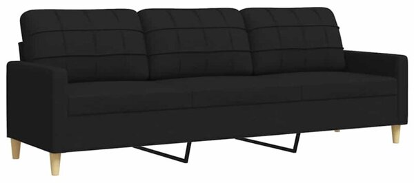 Sofa 3-osobowa, czarna, 210 cm, tapicerowana tkaninÄ