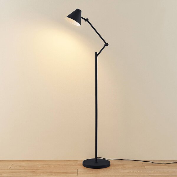 Lampa stojąca Phina Lucande, czarny, salon / jadalnia, metal, nowoczesny