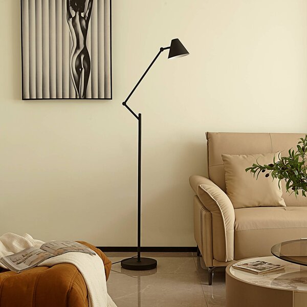 Lampa stojąca Phina Lucande, czarny, salon / jadalnia, metal, nowoczesny