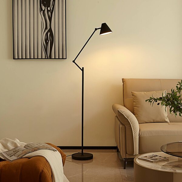 Lampa stojąca Phina Lucande, czarny, salon / jadalnia, metal, nowoczesny