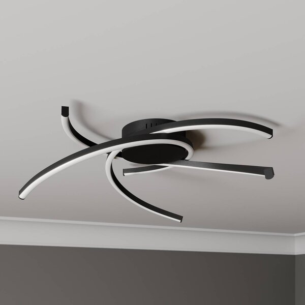 Lampa sufitowa LED Katris Lindby, możliwość ściemniania, czarny, salon / jadalnia, aluminium, nowoczesny