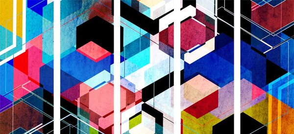 5-częściowy obraz abstrakcyjna geometria