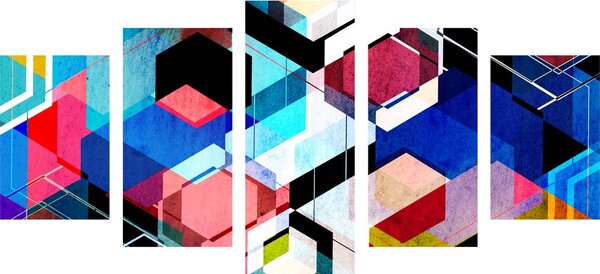 5-częściowy obraz abstrakcyjna geometria