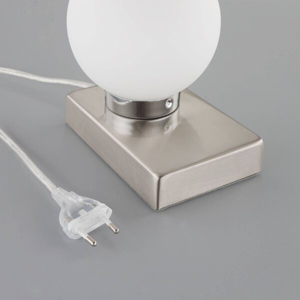 Lampa stołowa Naomi Lindby, biały / opal, sypialnia, szkło, nowoczesny