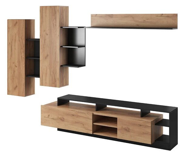 Meblościanka dąb craft złoty + antracyt N3-P31