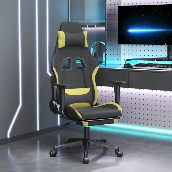 Obrotowy fotel gamingowy z podnóżkiem, czarno-jasnozielony