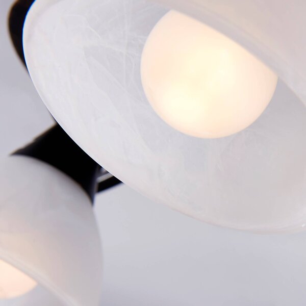 Lampa sufitowa Della Lindby, możliwość ściemniania, czarny, salon / jadalnia, szkło, dworkowy / rustykalny
