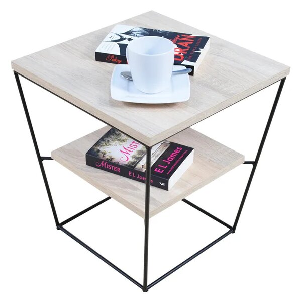Kwadratowy stolik kawowy w stylu loft dąb sonoma K8-K29