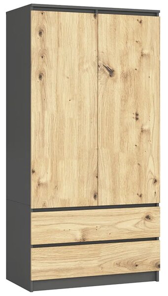Dwudrzwiowa szafa szary + dąb artisan F4-D18