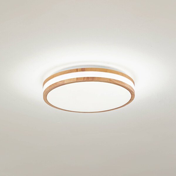 Lampa sufitowa LED Emiva Lindby, jasne drewno, salon / jadalnia, drewno, nowoczesny