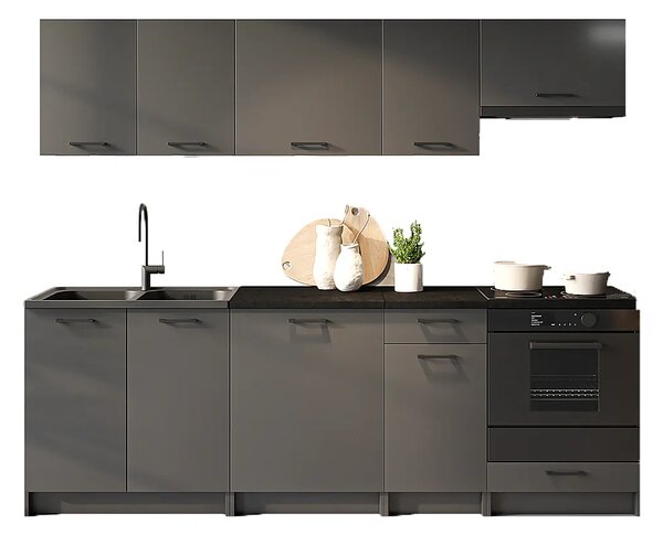 Zestaw 8 mebli do kuchni 240 cm grafit mat L5-Z41