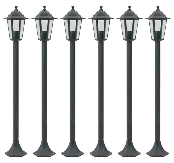 Zestaw 6 zielonych lamp stojących ogrodowych T5-W85