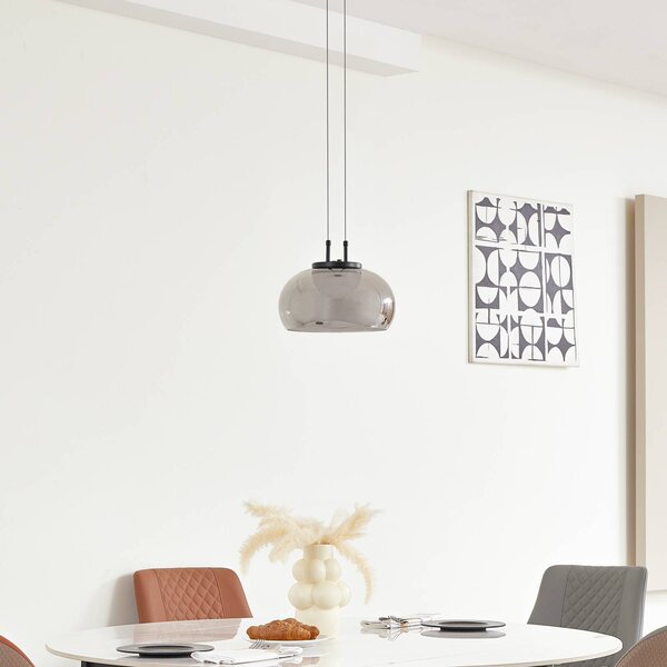 Lampa wisząca szklana Dain Lucande, aluminiowy / szary / cynkowy, salon / jadalnia, szkło, nowoczesny
