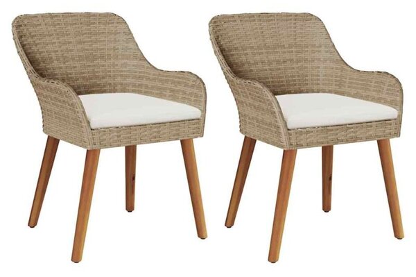 Krzesło ogrodowe 2 szt. beżowy 62,5 x 55 x 82 cm polirattan