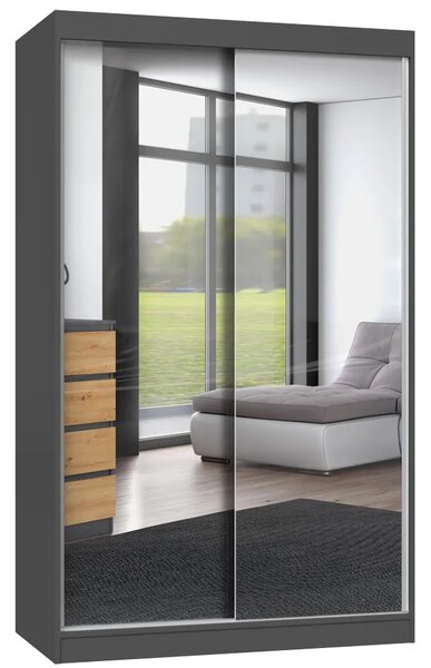 Lustrzana szafa przesuwna 120 cm dąb artisan antracyt Z9-W25