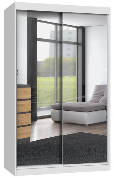Biała szafa przesuwna z 2 lustrami 120 cm W7-K00