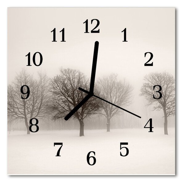 Zegar szklany kwadratowy Zima