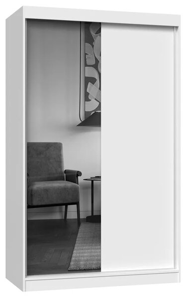 Biała garderoba dwudrzwiowa 120 cm z 1 lustrem L7-B53